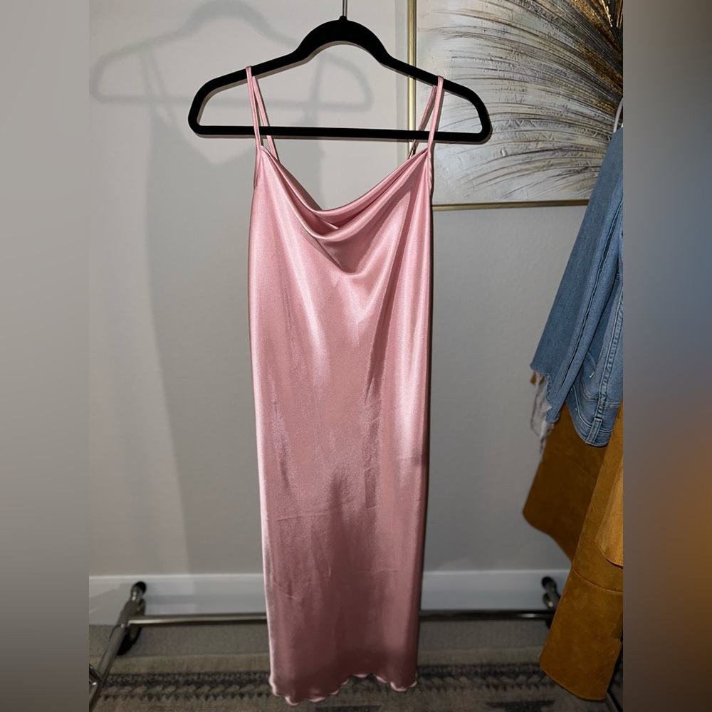 Bebe Cowl Neck Midi Slip Dress | Light Pink